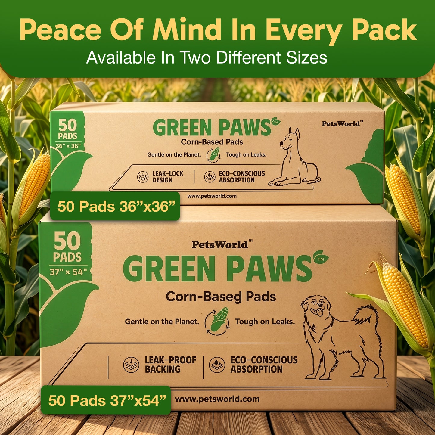 GreenPaws™ 3XL (37x54 inch) Premium Corn-Based Eco Conscious Dog Pads