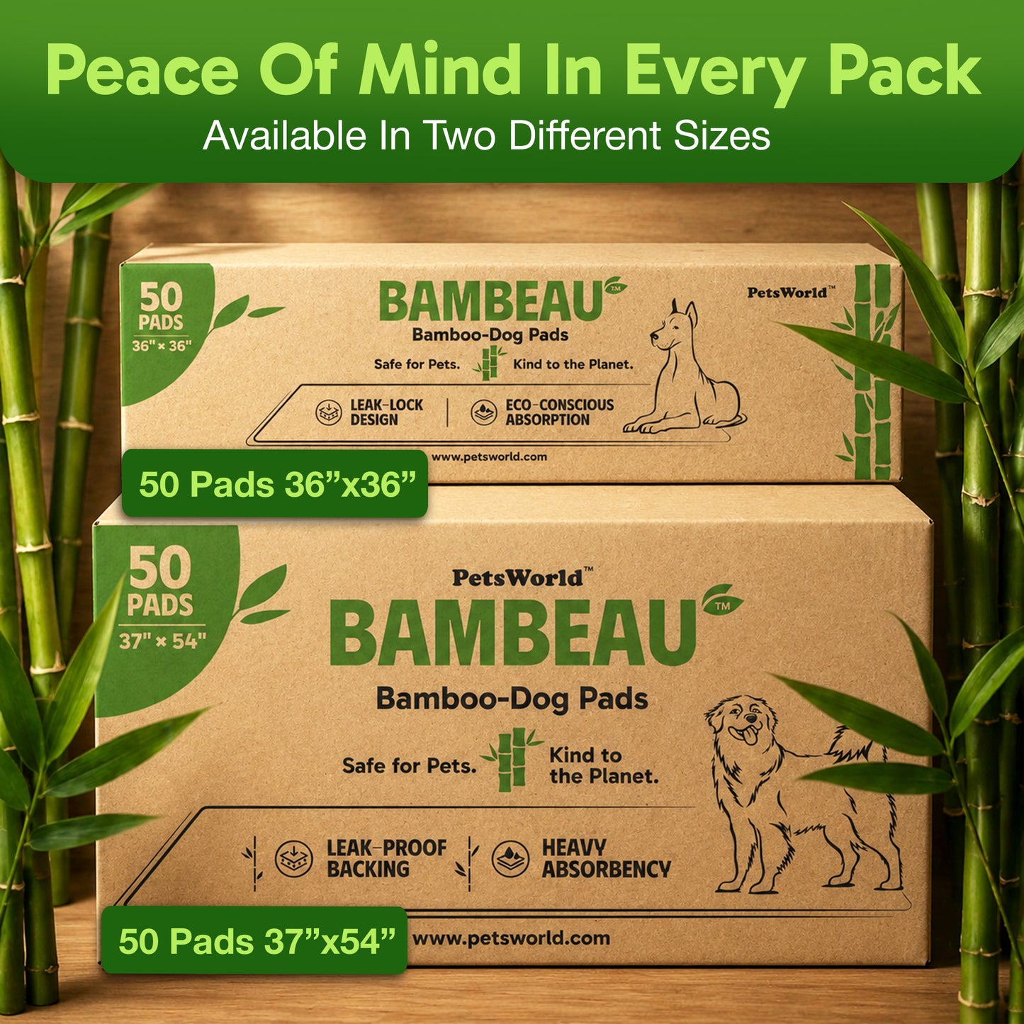 Bambeau™ 3XL (37x54 inch) Premium Bamboo-Based Pads Eco Conscious Dog Pads_