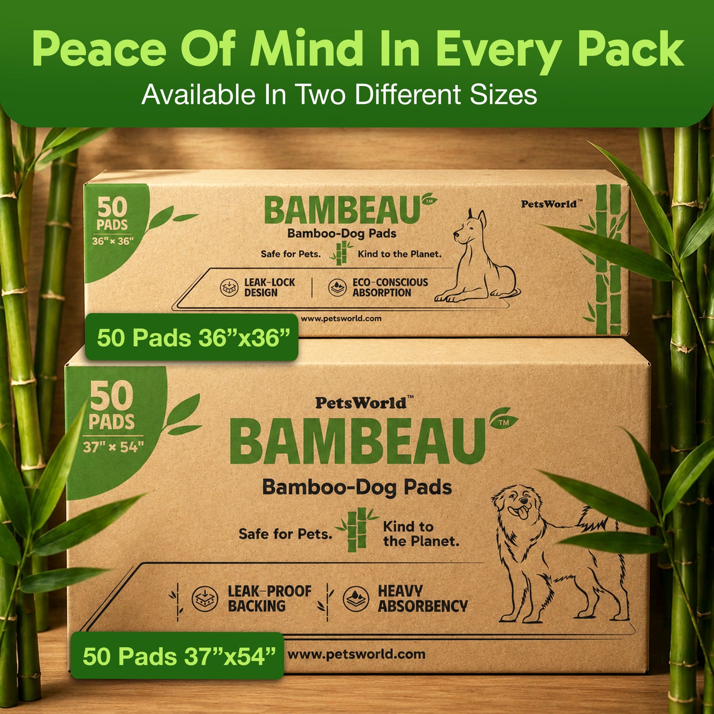 Bambeau™ 3XL (37x54 inch) Premium Bamboo-Based Pads Eco Conscious Dog Pads