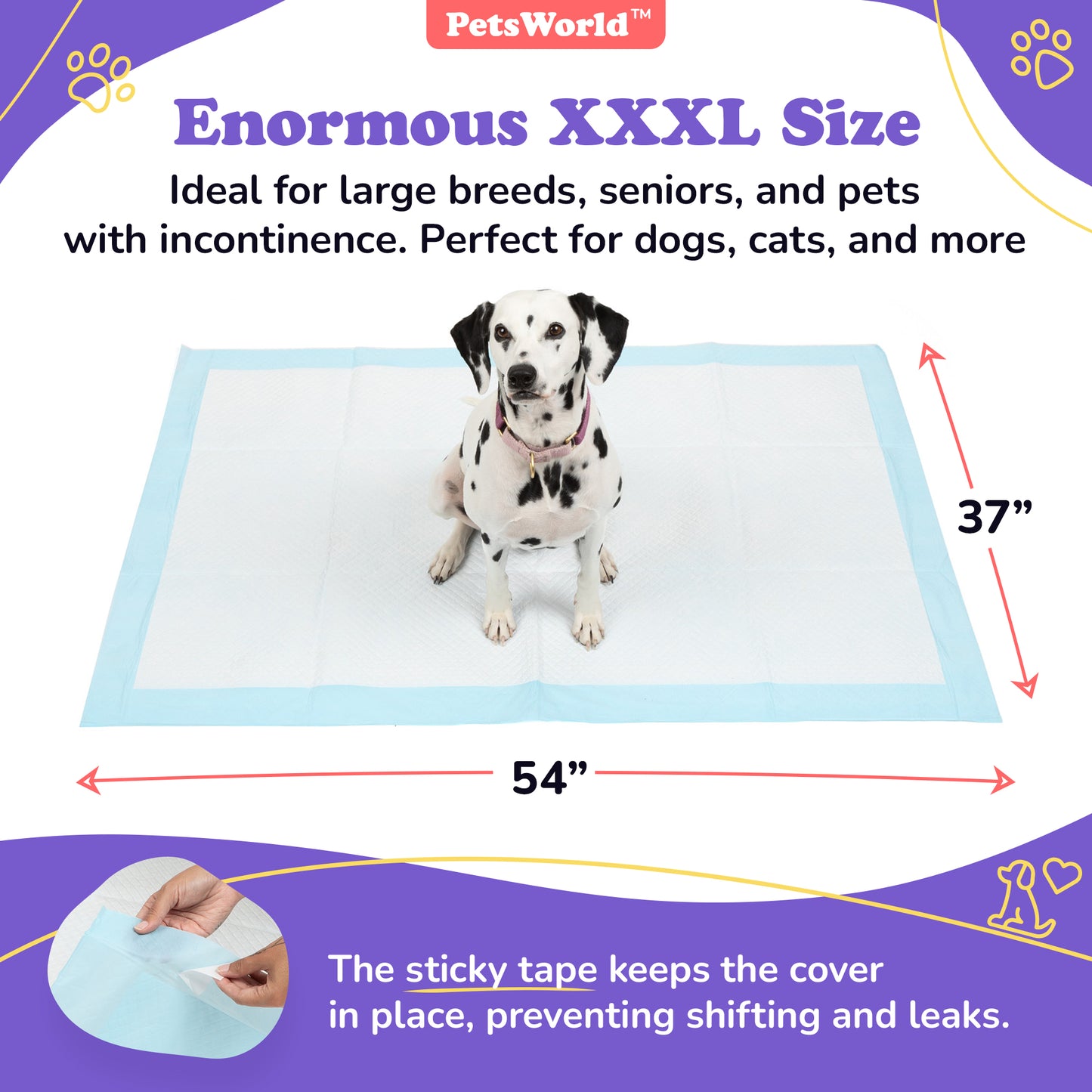 PetsWorld 3XL (37x54 inch) Dog Training & Potty Pads_