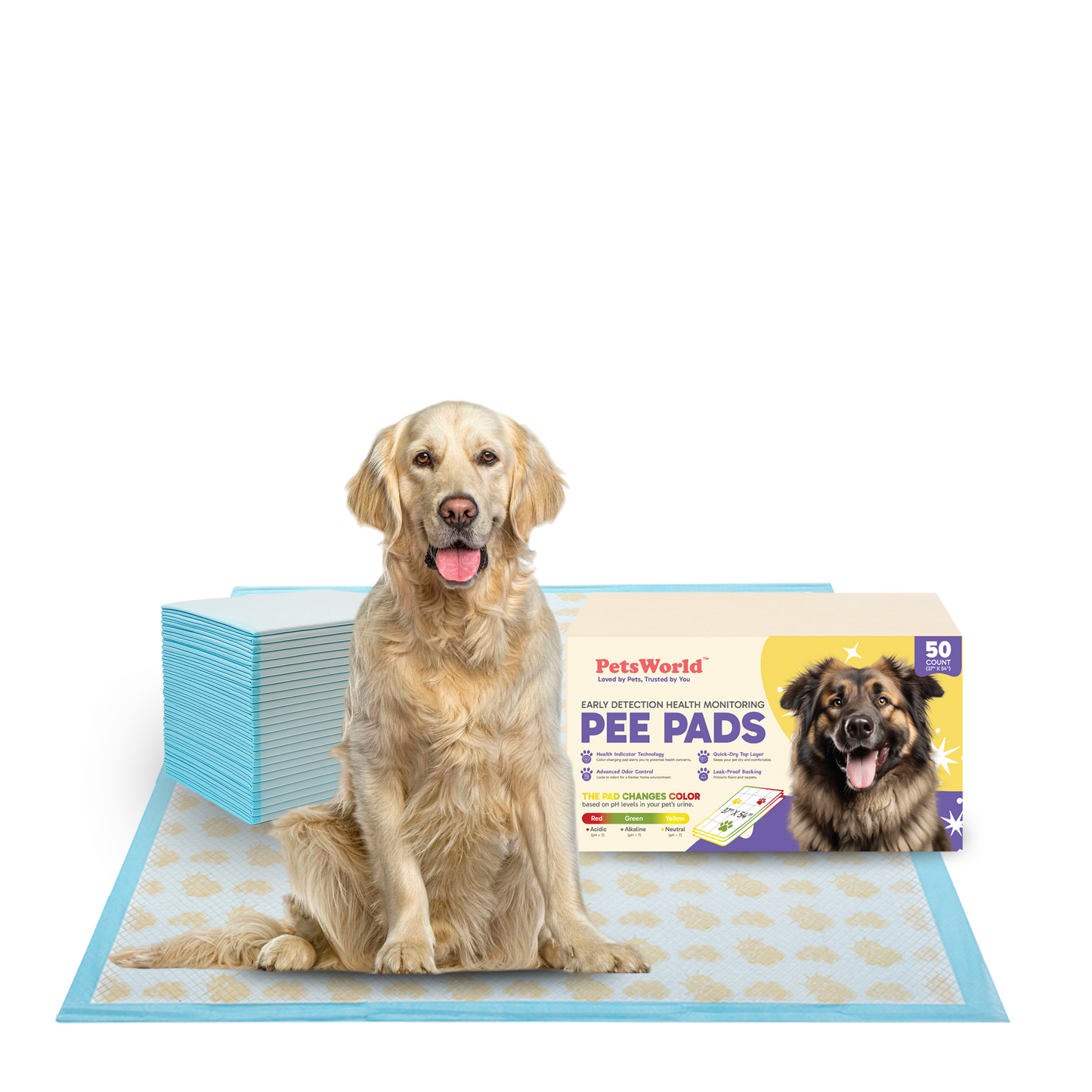 PetsWorld NEW 3XL (37x54 inch) Health Monitoring Dog Pee Pads_50 Count
