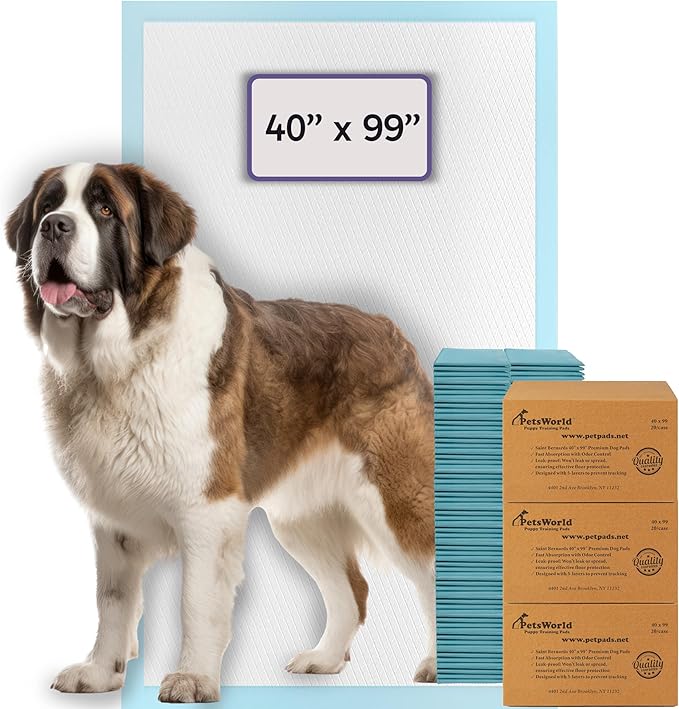 PetsWorld 4XL (40x99 inch) Dog Training & Potty Pads_60 Count