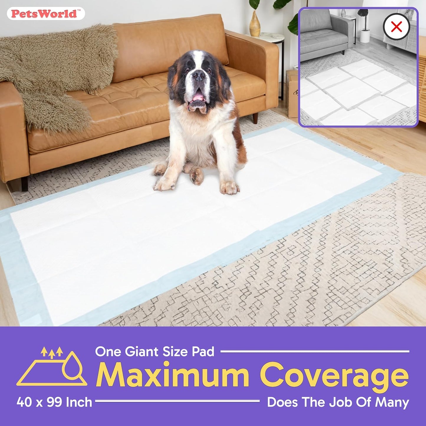 PetsWorld 4XL (40x99 inch) Dog Training & Potty Pads Pads_