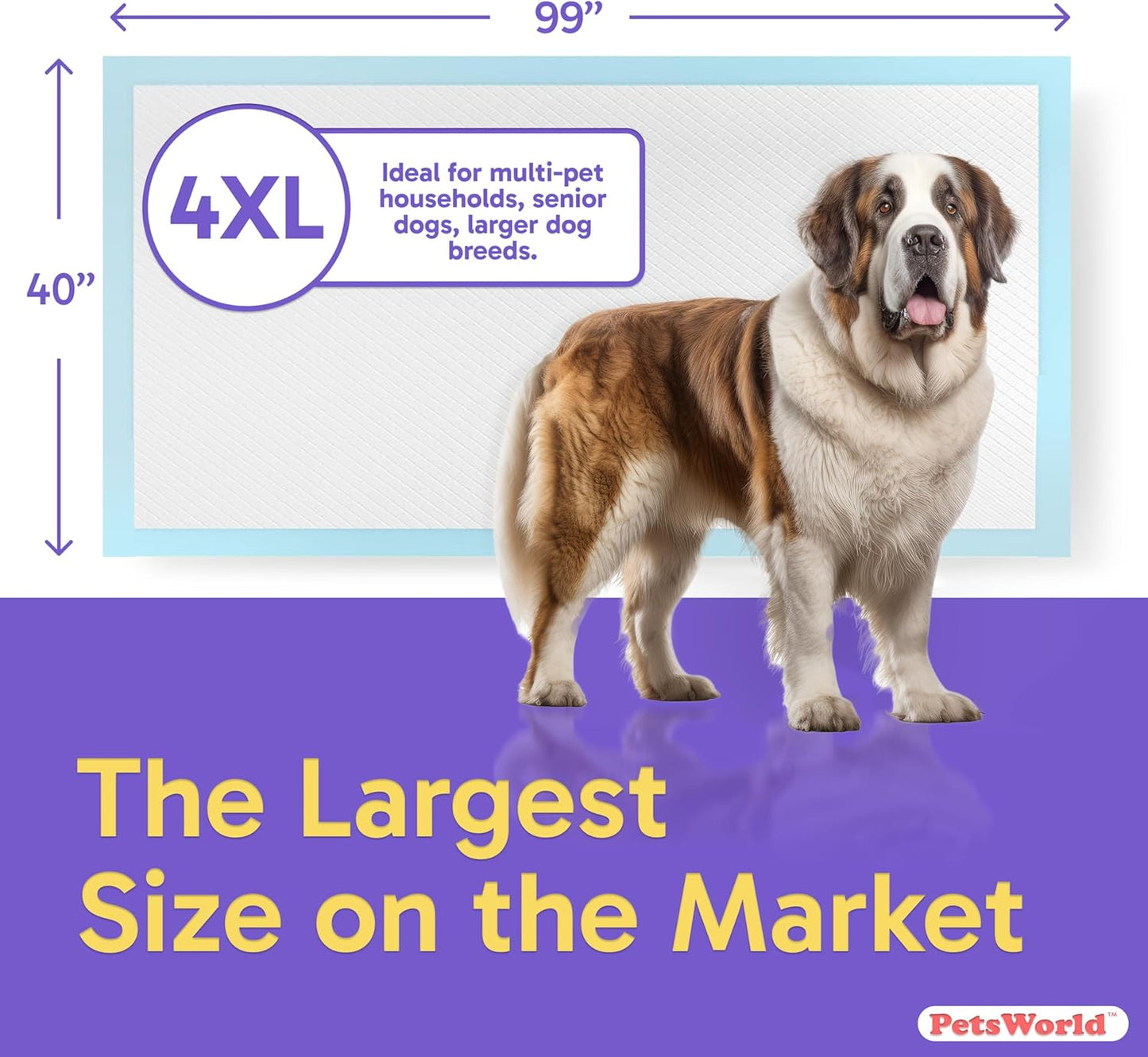 PetsWorld 4XL (40x99 inch) Dog Training & Potty Pads Pads_