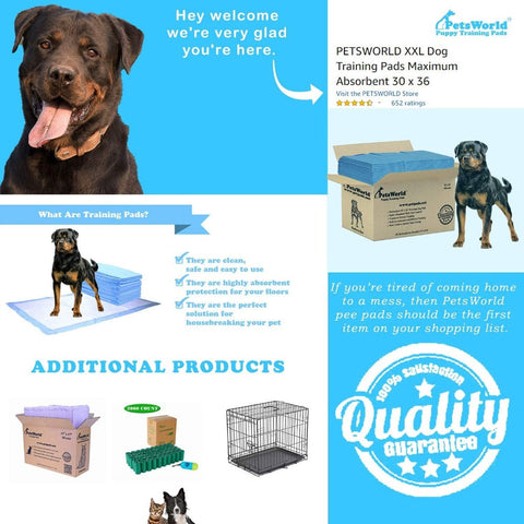 PetsWorld Extra Large (30x36 inch) Dog Training & Potty Pads_