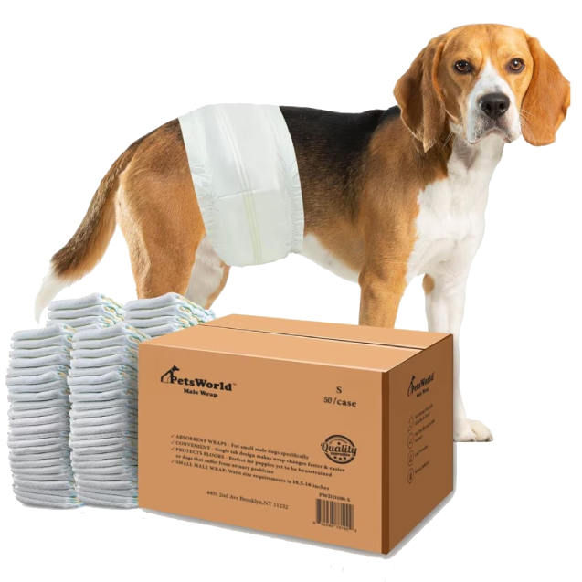 PetsWorld Dog Diapers Male - Super Absorbent, Fur-Friendly Belly Bands_50 Count / Small