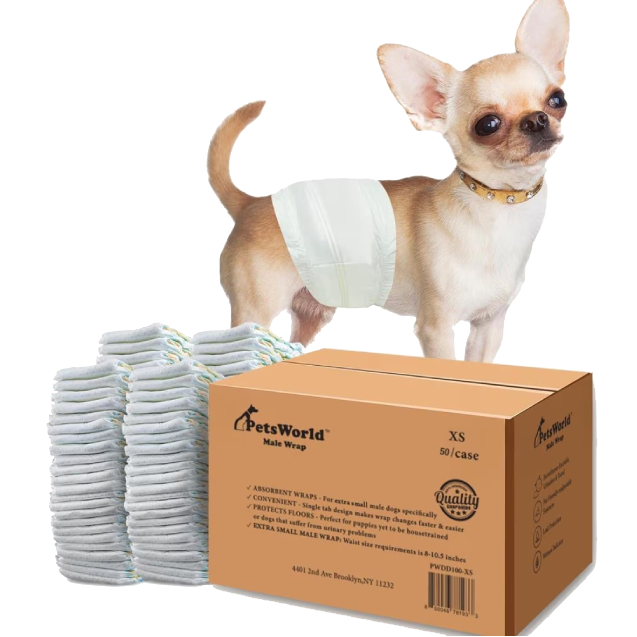 PetsWorld Dog Diapers Male - Super Absorbent, Fur-Friendly Belly Bands_50 Count