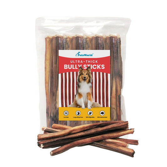 12-Inch Thick Jumbo Bully Sticks for Medium - Large Dogs_