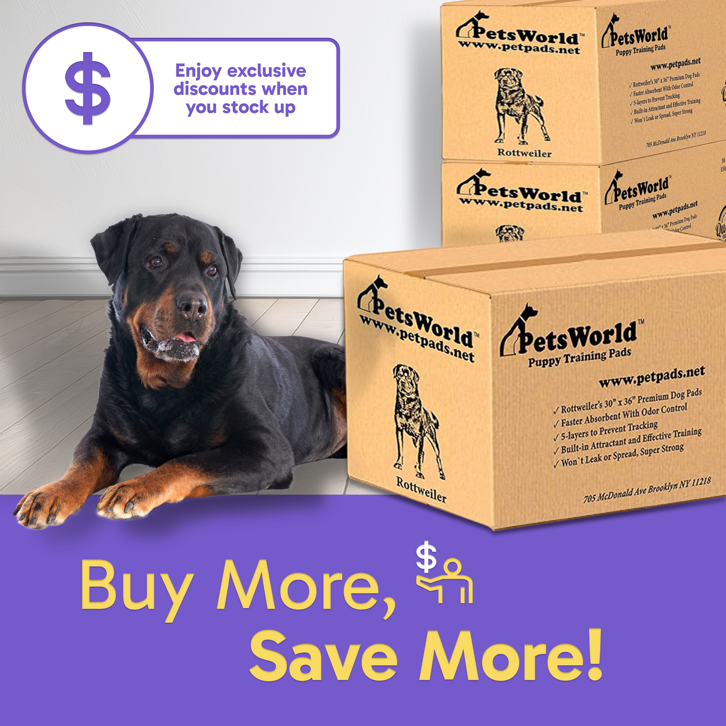 PetsWorld Extra Large (30x36 inch) Dog Training & Potty Pads_
