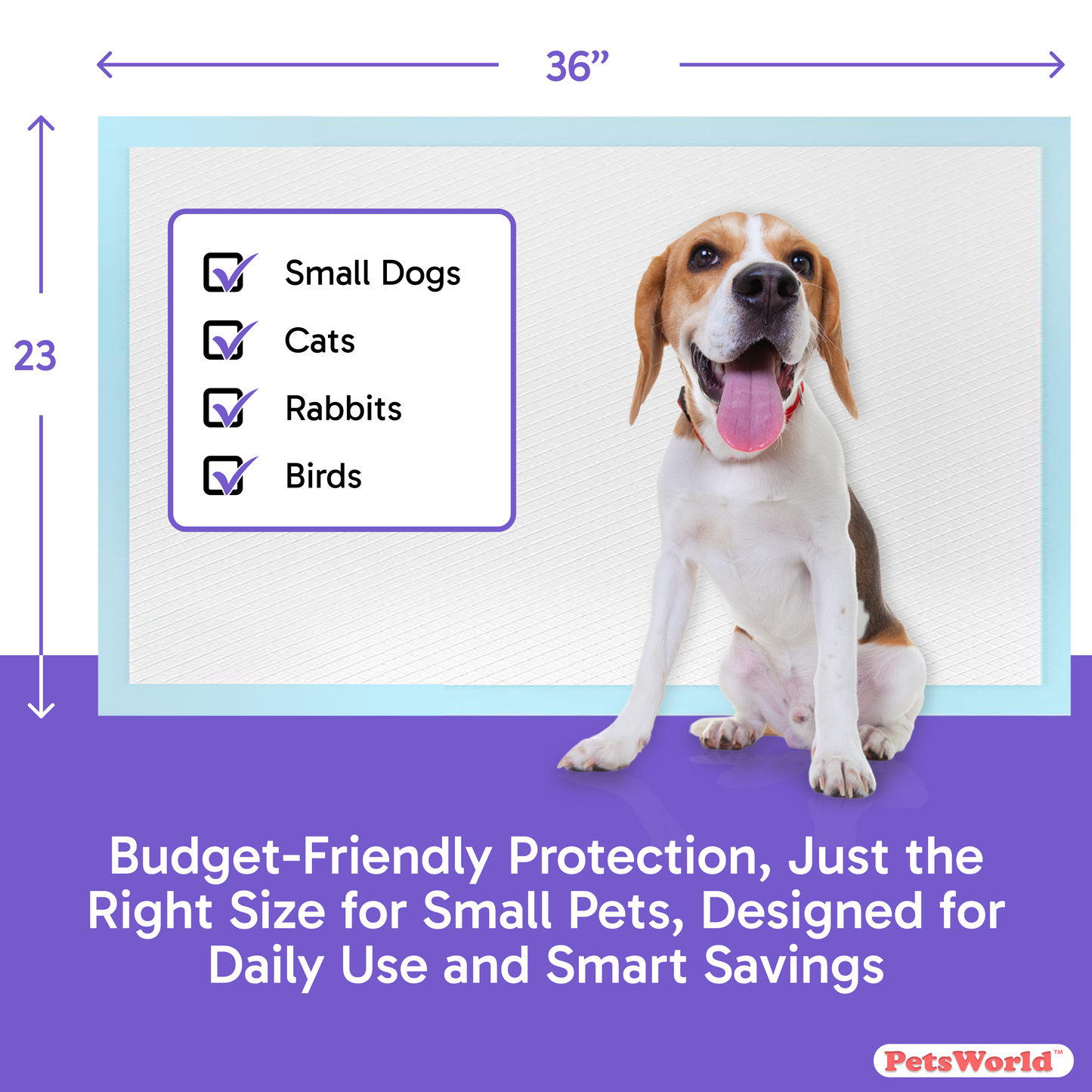 PetsWorld Economy Value (23x36 inch) Puppy Training & Potty Pads_