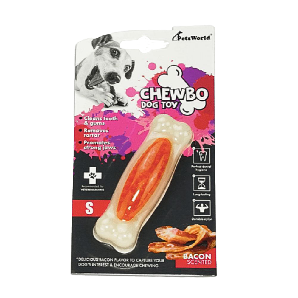 PetsWorld Tough Dog Chew Toy, Bacon Scented – Durable for Small Dogs