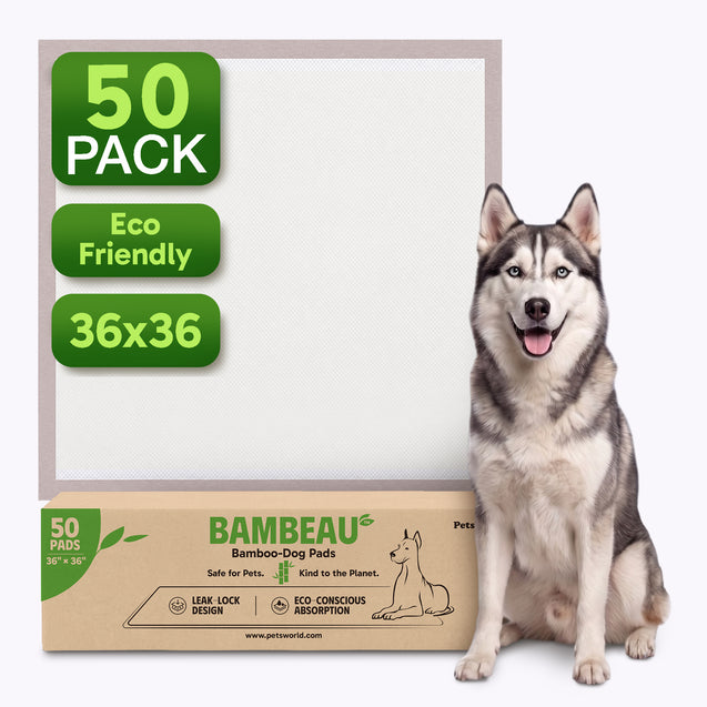 Bambeau™ Gigantic (36x36 inch) Premium Bamboo-Based Pads Eco Conscious Dog Pads_50 Count