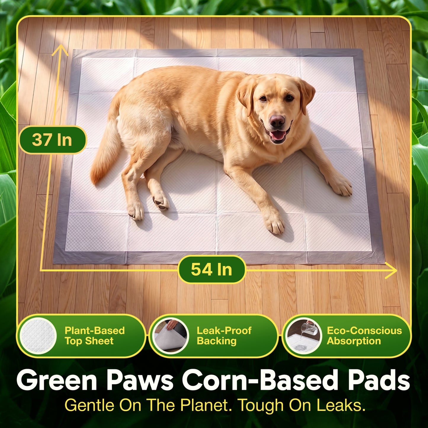 GreenPaws™ 3XL (37x54 inch) Premium Corn-Based Eco Conscious Dog Pads