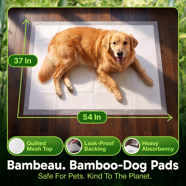 Bambeau™ 3XL (37x54 inch) Premium Bamboo-Based Pads Eco Conscious Dog Pads