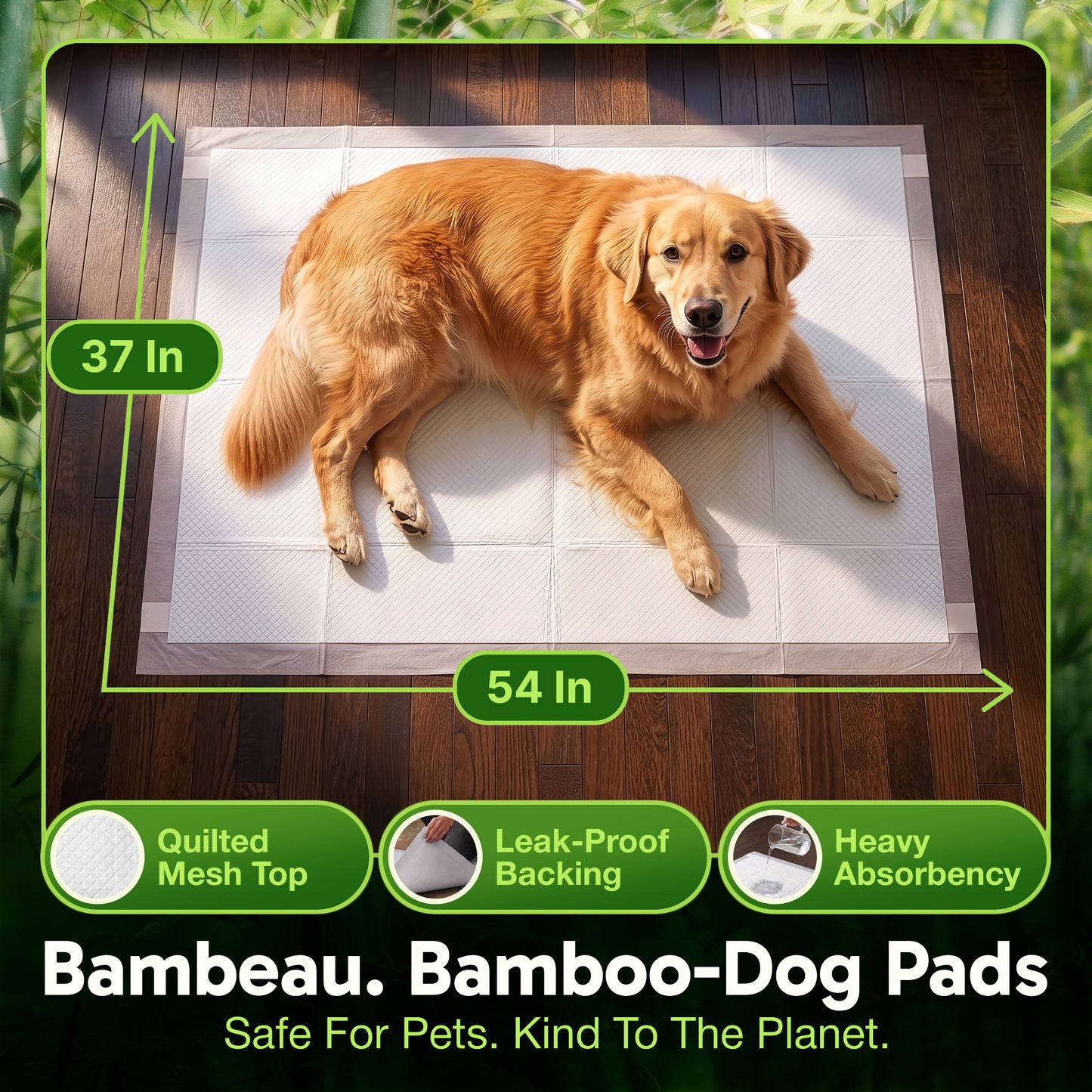 Bambeau™ 3XL (37x54 inch) Premium Bamboo-Based Pads Eco Conscious Dog Pads_