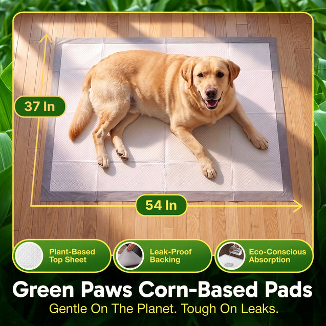 GreenPaws™ 3XL (37x54 inch) Premium Corn-Based Eco Conscious Dog Pads