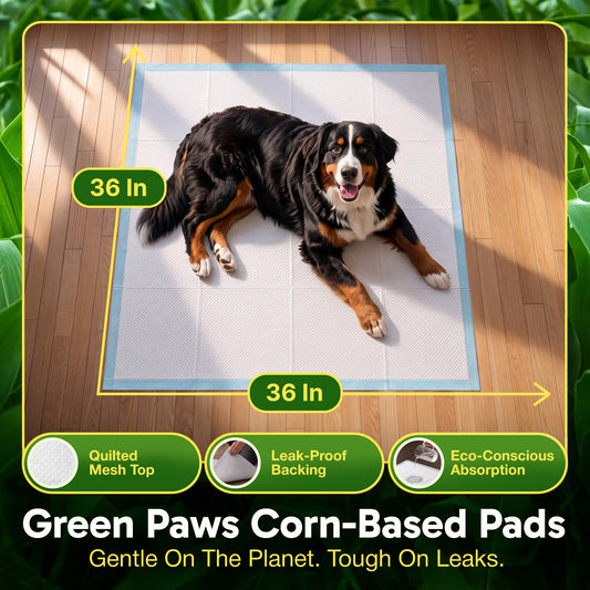 GreenPaws™ Gigantic (36x36 inch) Premium Corn-Based Eco Conscious Dog Pads_