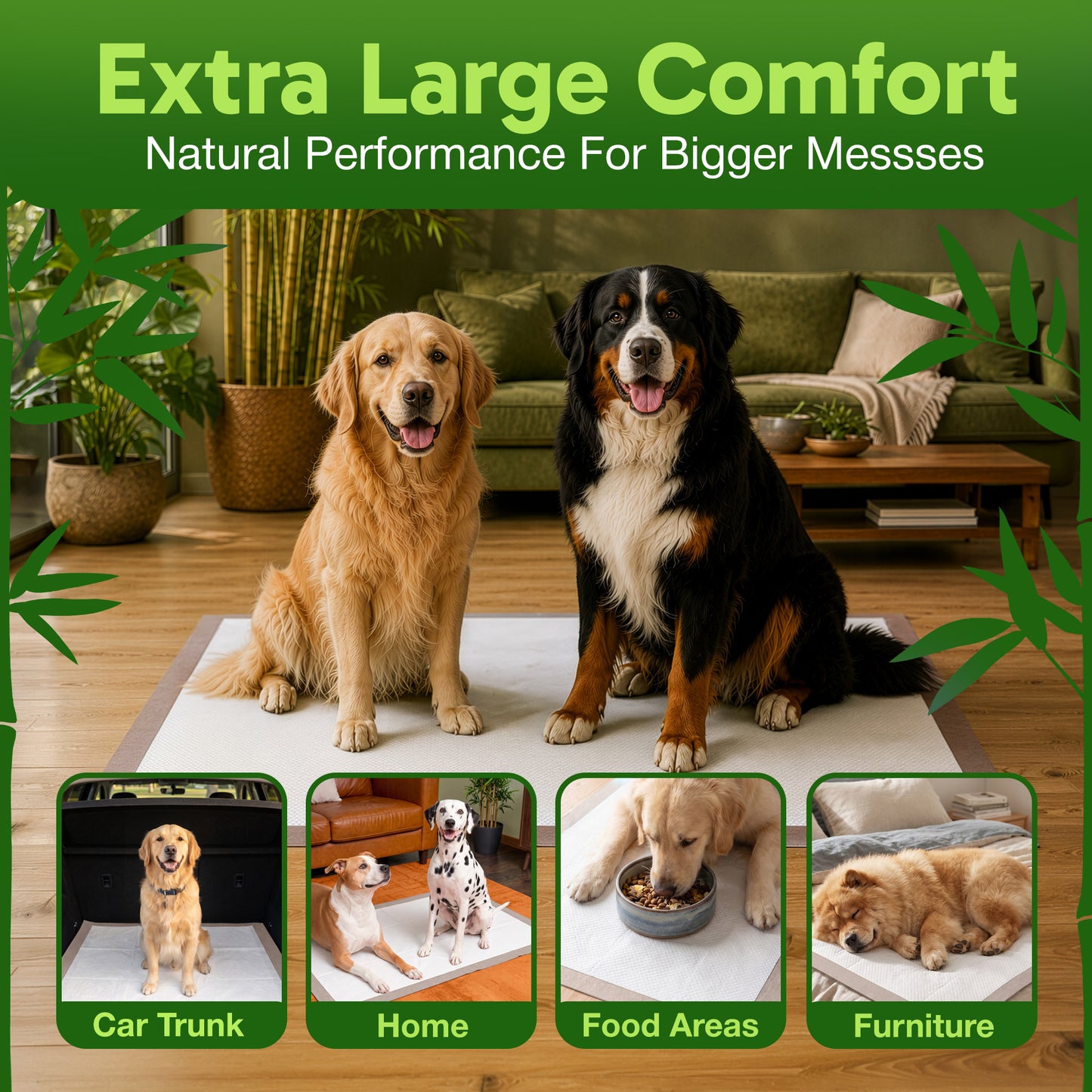 Bambeau™ Gigantic (36x36 inch) Premium Bamboo-Based Pads Eco Conscious Dog Pads_