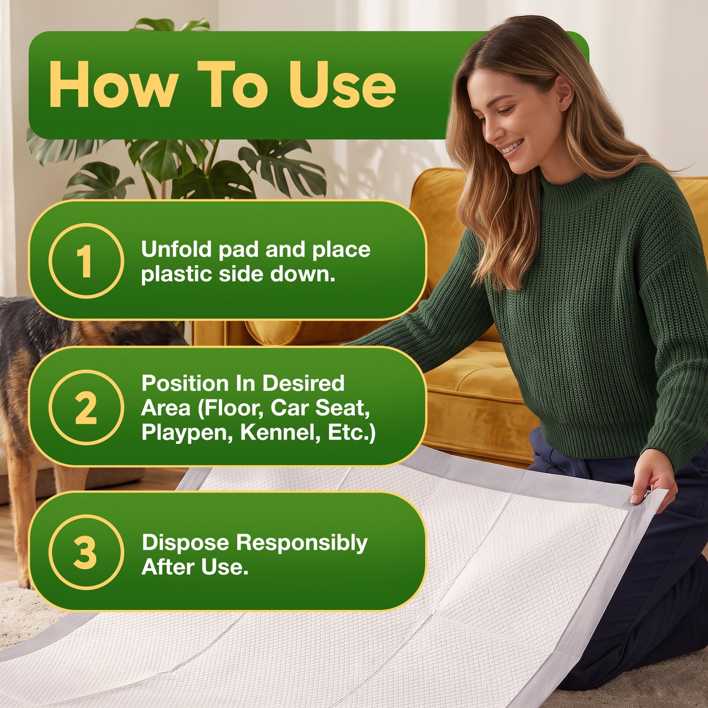GreenPaws™ 3XL (37x54 inch) Premium Corn-Based Eco Conscious Dog Pads