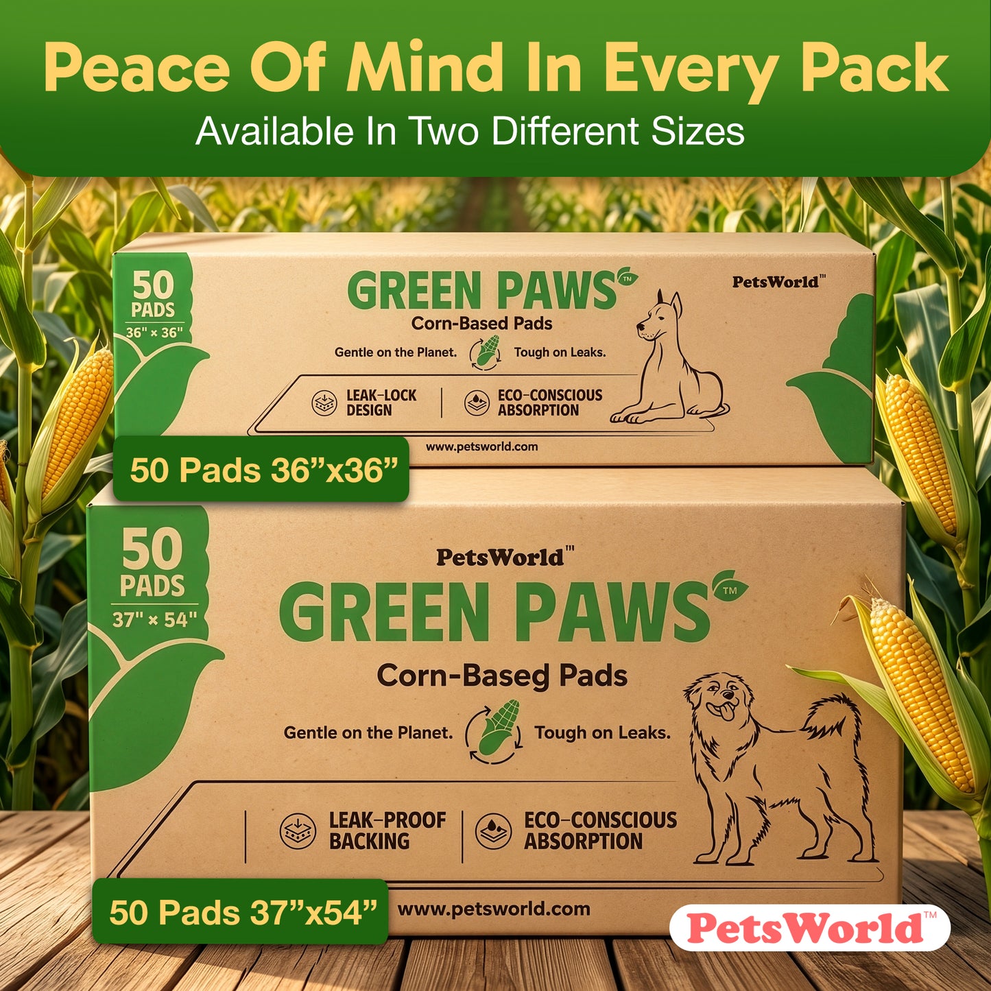 GreenPaws™ 3XL (37x54 inch) Premium Corn-Based Eco Conscious Dog Pads_