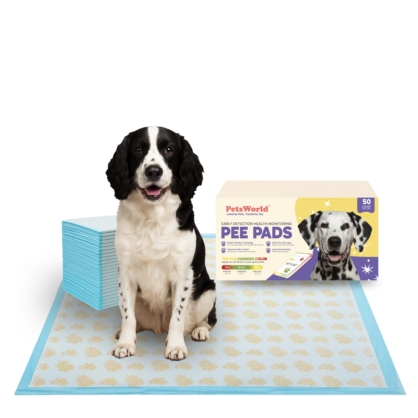 PetsWorld NEW Gigantic (36x36 inch) Health Monitoring Dog Pee Pads_50 Count
