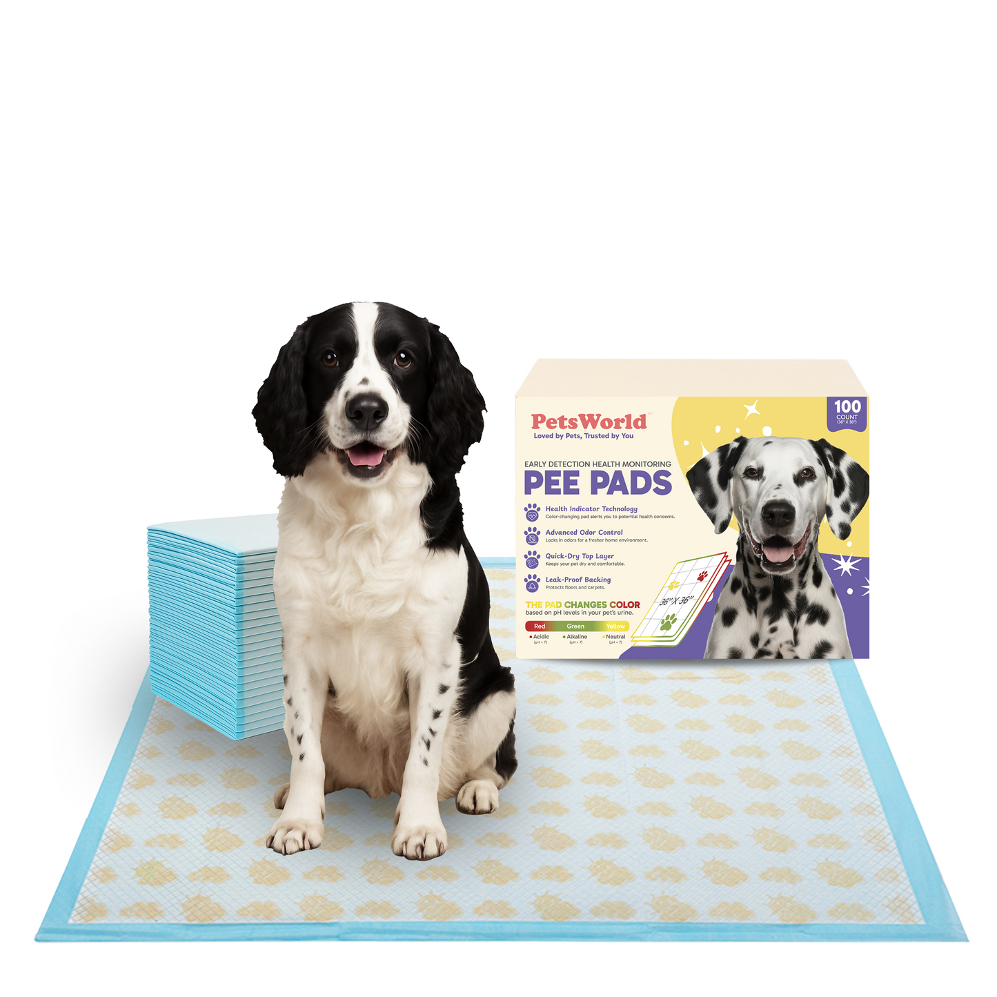 PetsWorld NEW Gigantic (36x36 inch) Health Monitoring Dog Pee Pads_100 Count