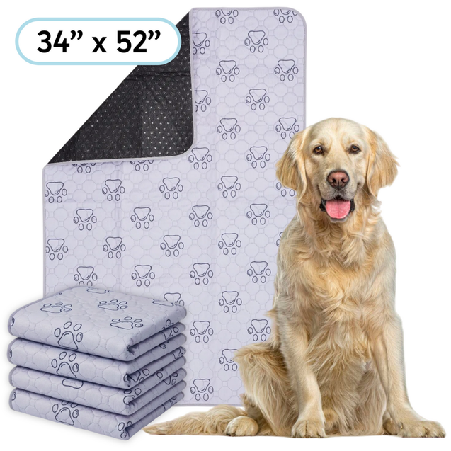 PetsWorld Washable Dog Potty Pads, Unscented_4 Count / 34 x 52-in