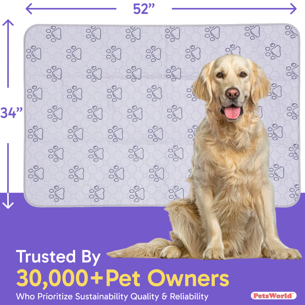 PetsWorld Washable Dog Potty Pads, Unscented_8 Count / 34 x 52-in