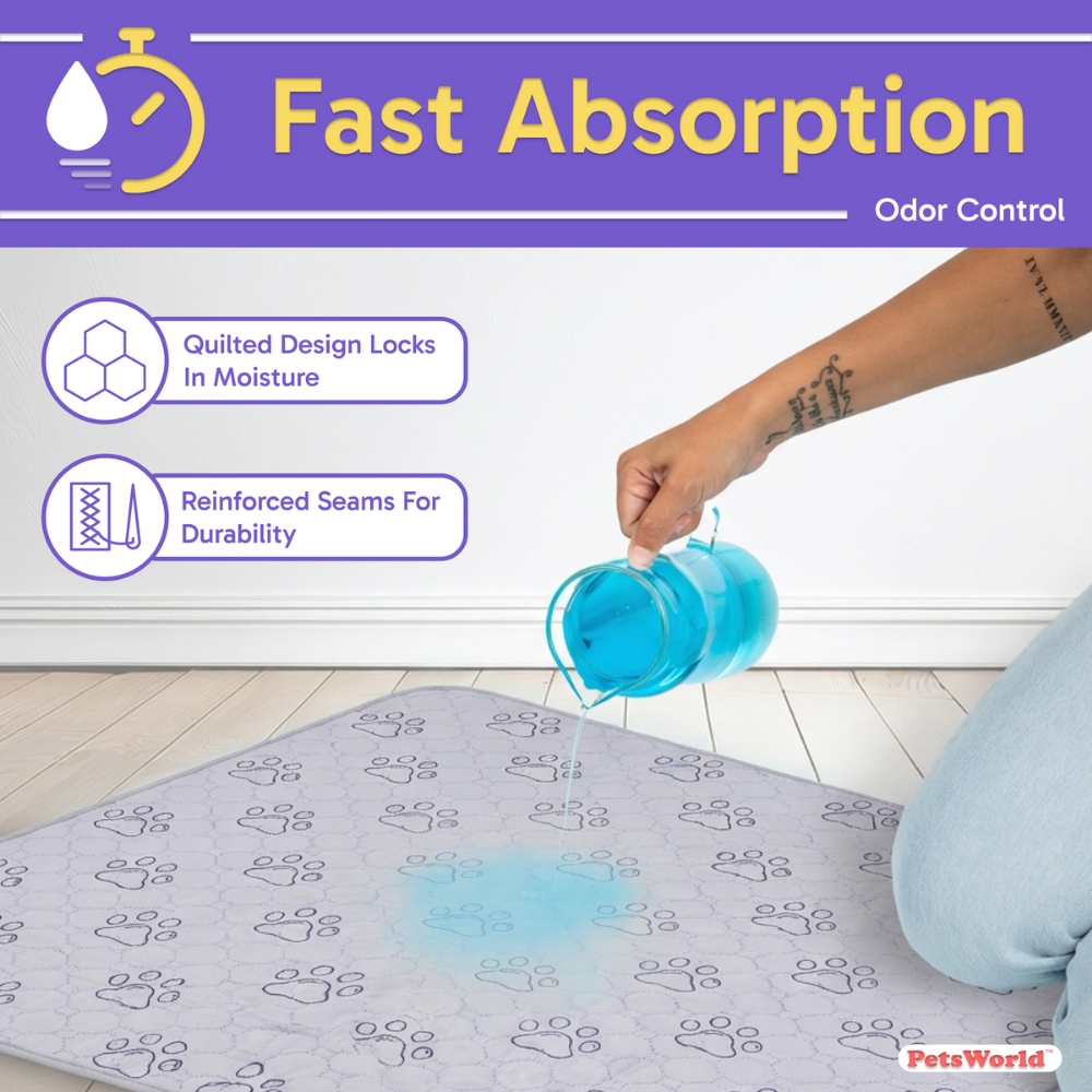 PetsWorld Washable Dog Potty Pads, Unscented_16 Count / 34 x 52-in