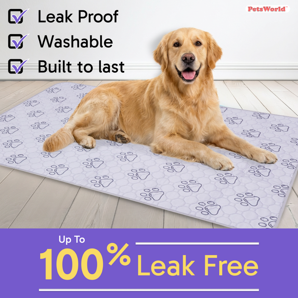 PetsWorld Washable Dog Potty Pads, Unscented_4 Count / 34 x 52-in