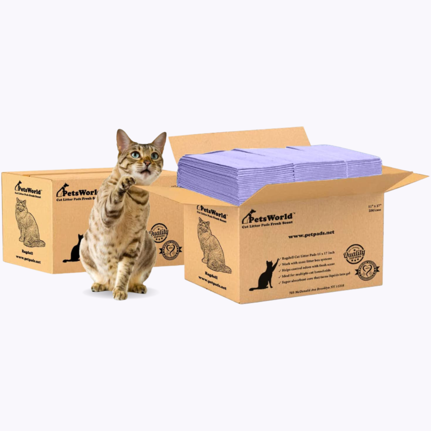 PetsWorld Cat Litter Pads for Litter Box_400 Count / Fresh Scent