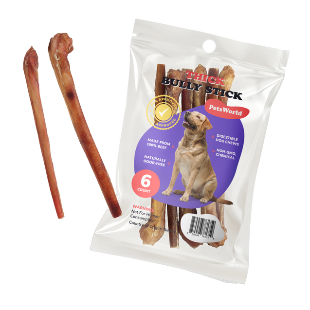 12-Inch Thick Jumbo Bully Sticks for Medium - Large Dogs_6 Count