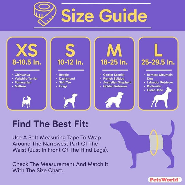 PetsWorld Dog Diapers Male - Super Absorbent, Fur-Friendly Belly Bands