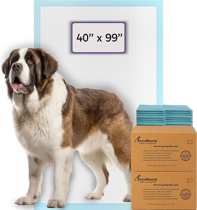 PetsWorld 4XL (40x99 inch) Dog Training & Potty Pads_40 Count