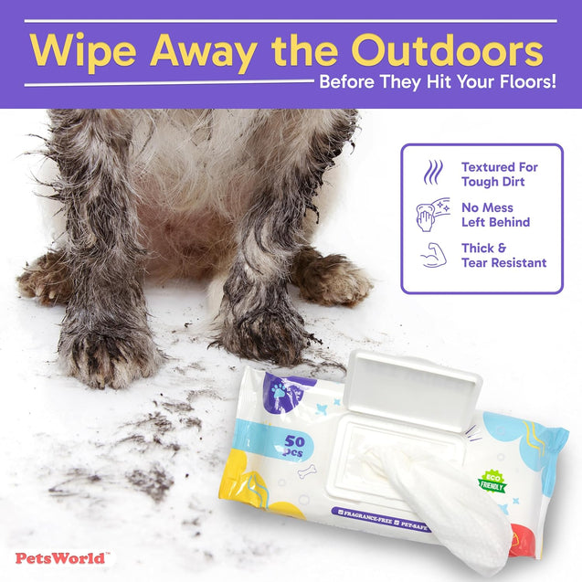 PetsWorld Unscented Pet Wipes – Hypoallergenic & Biodegradable_