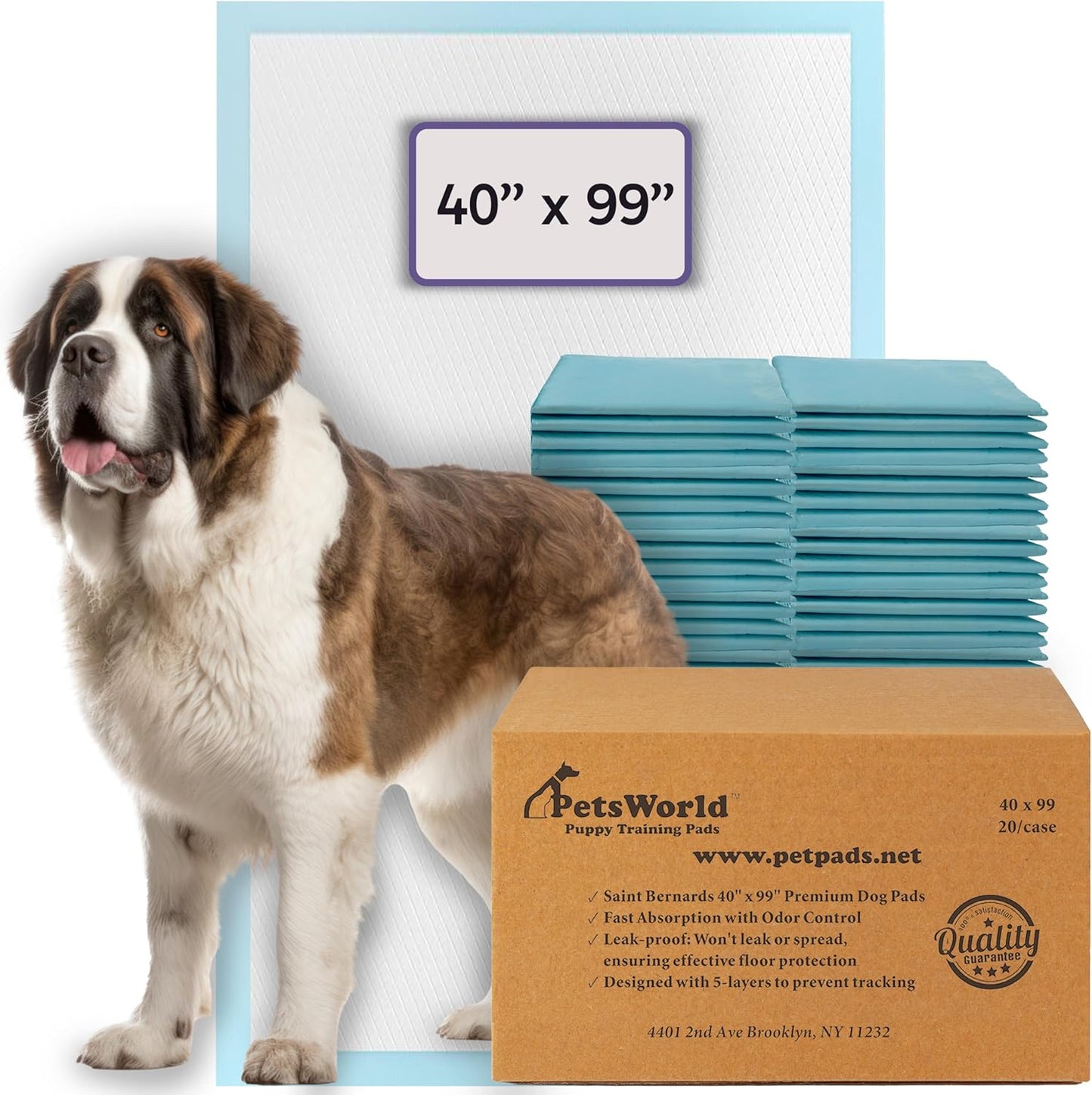PetsWorld 4XL (40x99 inch) Dog Training & Potty Pads Pads_20 Count