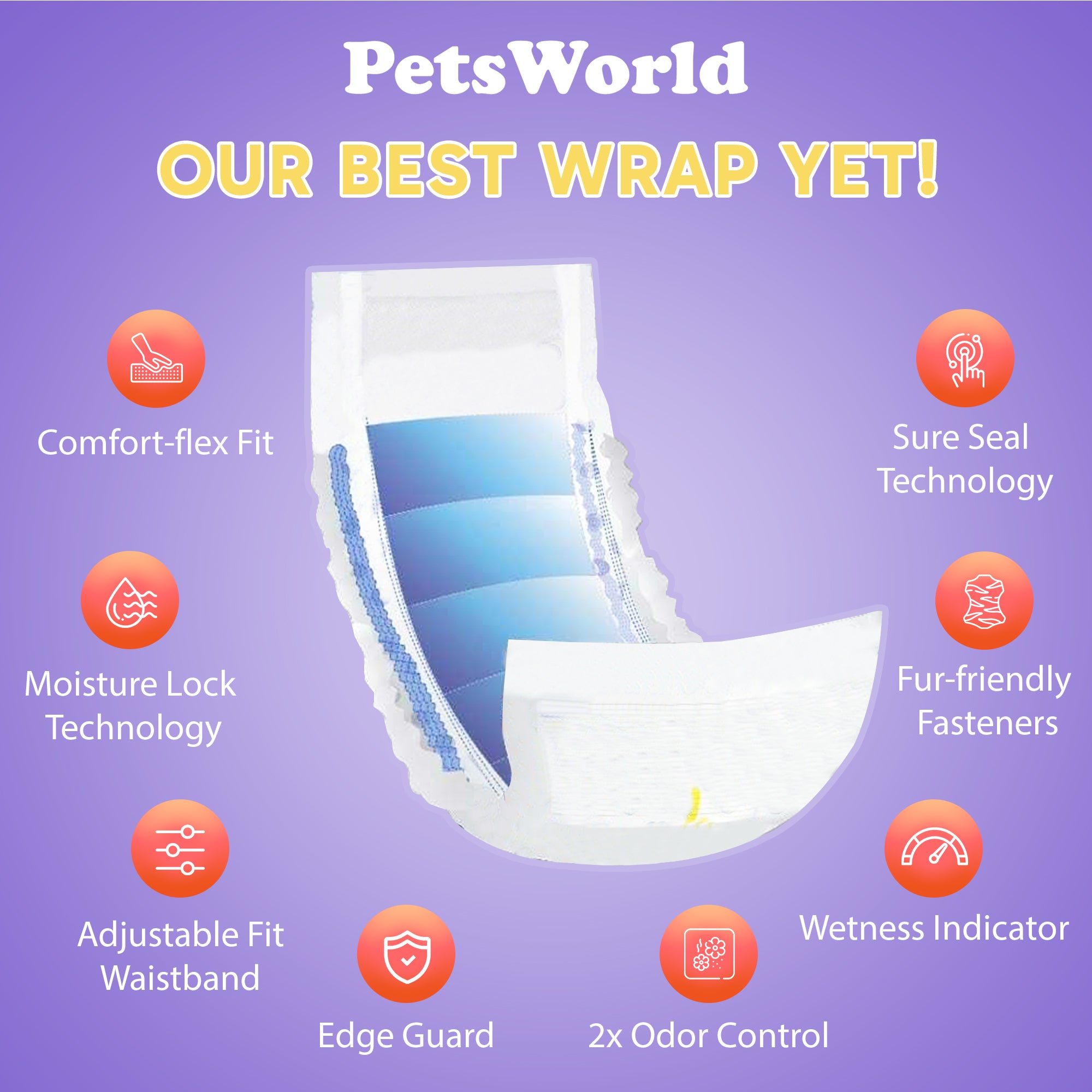 PetsWorld Disposable Dog Wraps for Male Dogs, Adjustable, Super Absorbent Diapers_