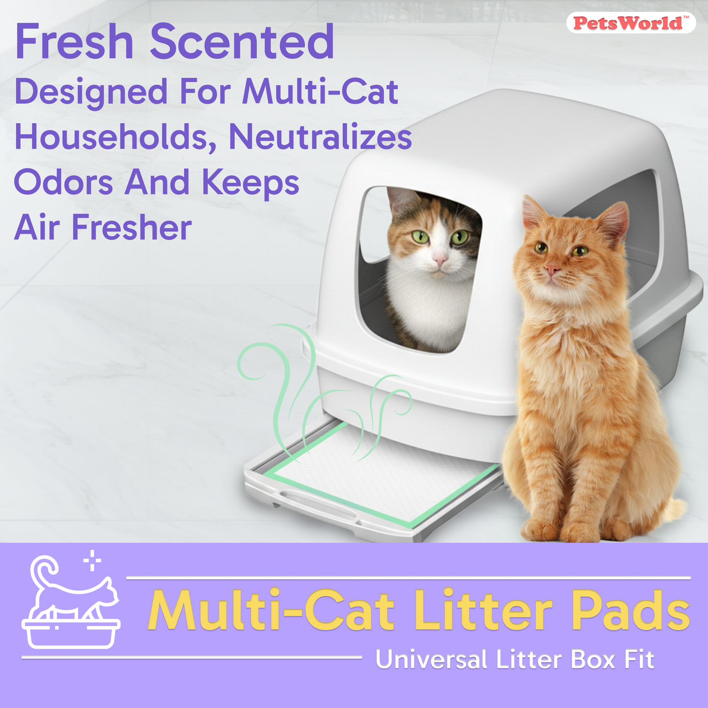PetsWorld Multi Cat Litter Pads for Litter Box_