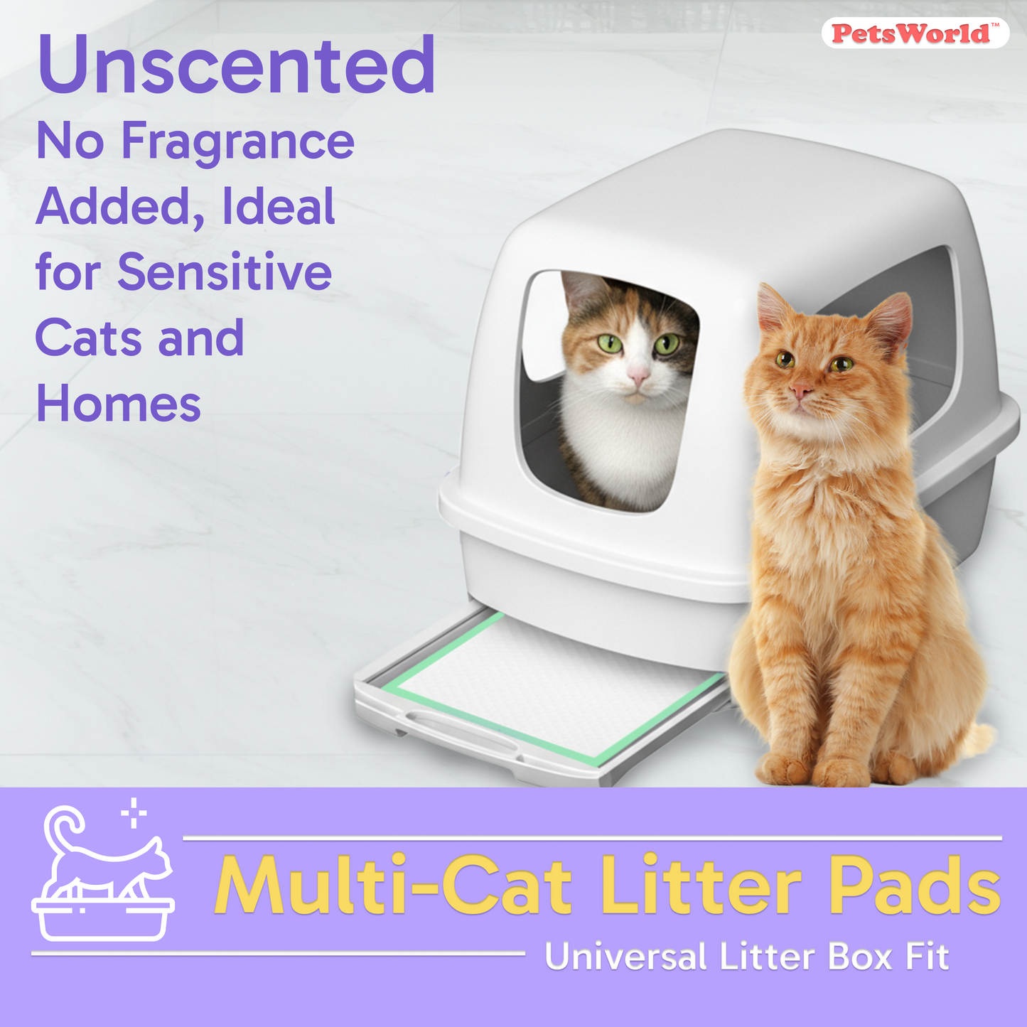 PetsWorld Multi Cat Litter Pads for Litter Box_