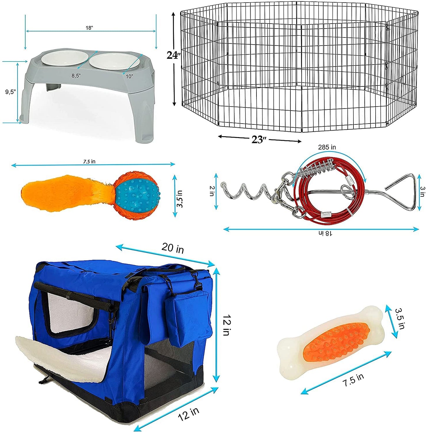 BUNDLE: Pet Playpen + Folding Soft Crate, Starter Kit for Medium and Large Dogs_