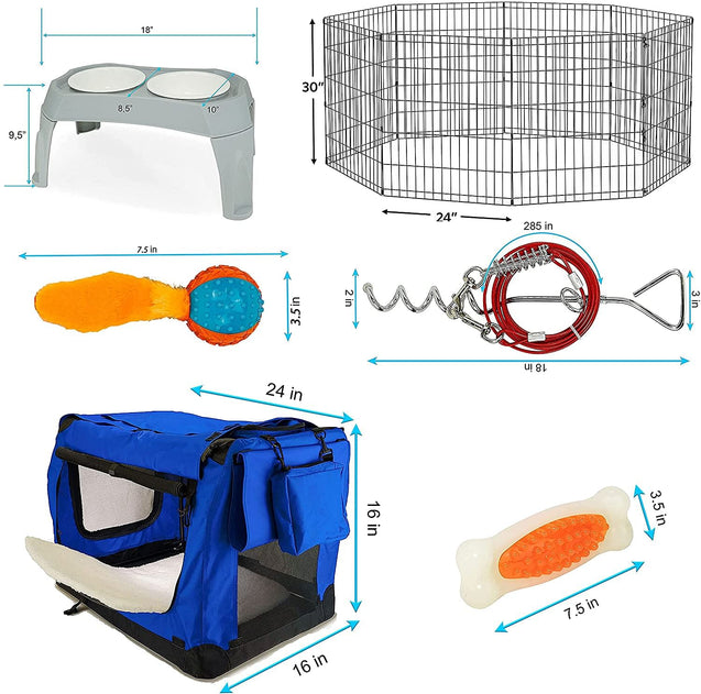 BUNDLE: Pet Playpen + Folding Soft Crate, Starter Kit for Medium and Large Dogs_