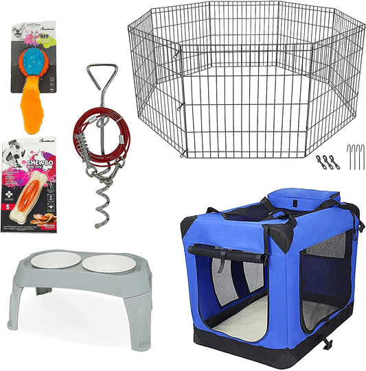 BUNDLE: Pet Playpen + Folding Soft Crate, Starter Kit for Medium and Large Dogs_Small