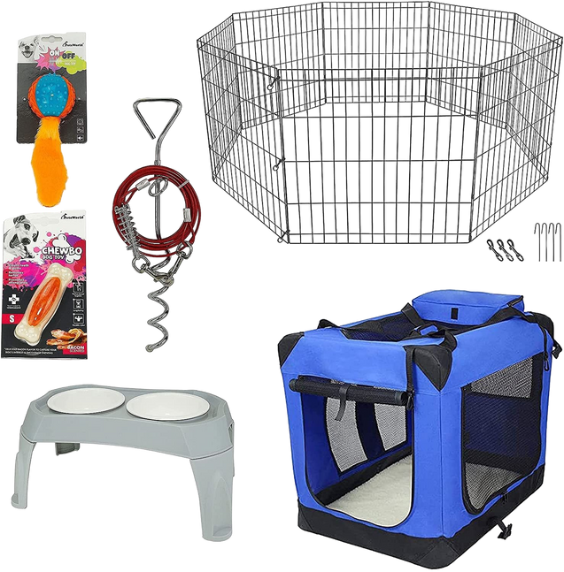BUNDLE: Pet Playpen + Folding Soft Crate, Starter Kit for Medium and Large Dogs_Small