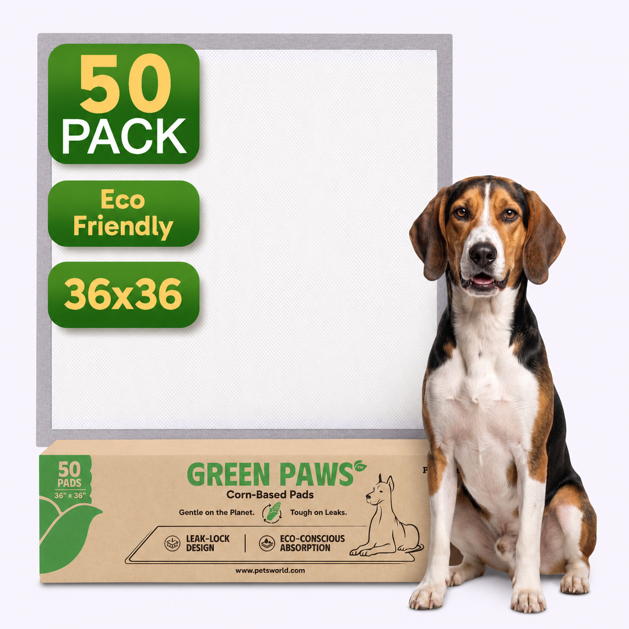 GreenPaws™ Gigantic (36x36 inch) Premium Corn-Based Eco Conscious Dog Pads
