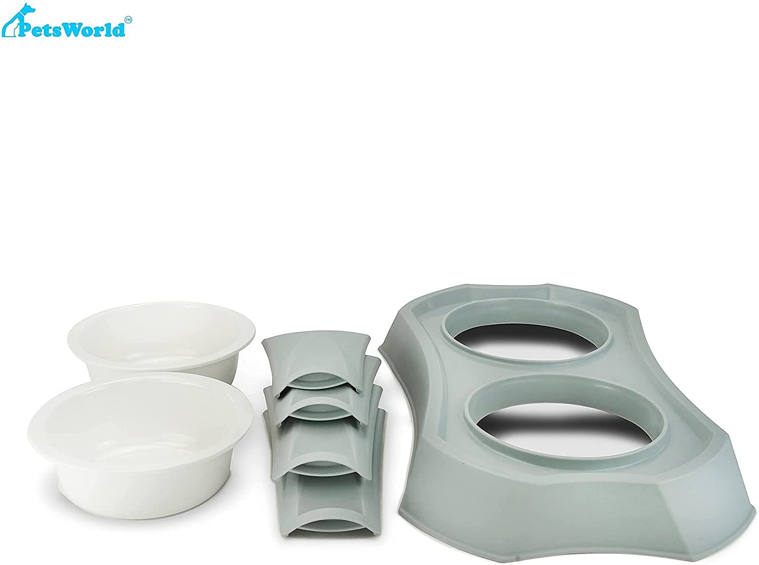 Double Pet Bowl with Elevated Stand, Raised Dog Bowls for Medium Dogs_