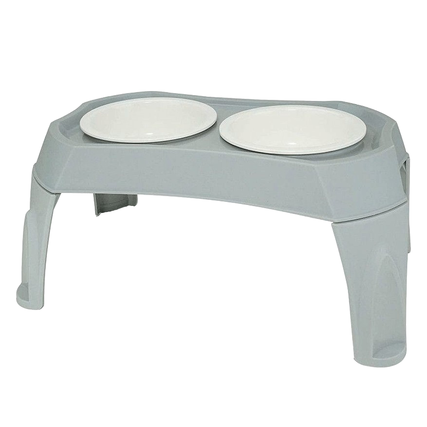 Double Pet Bowl with Elevated Stand, Raised Dog Bowls for Medium Dogs_