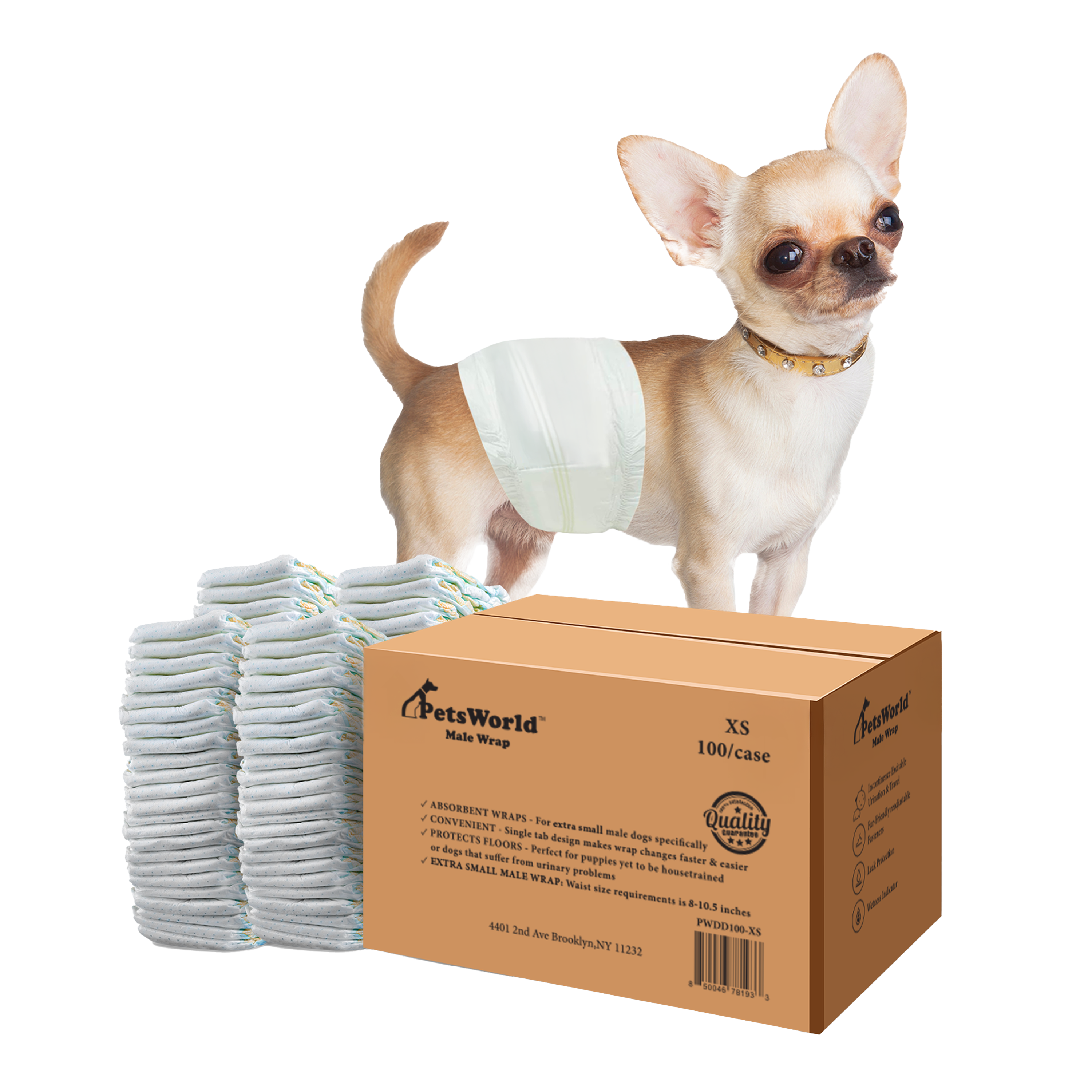 PetsWorld Disposable Dog Wraps for Male Dogs, Adjustable, Super Absorbent Diapers_