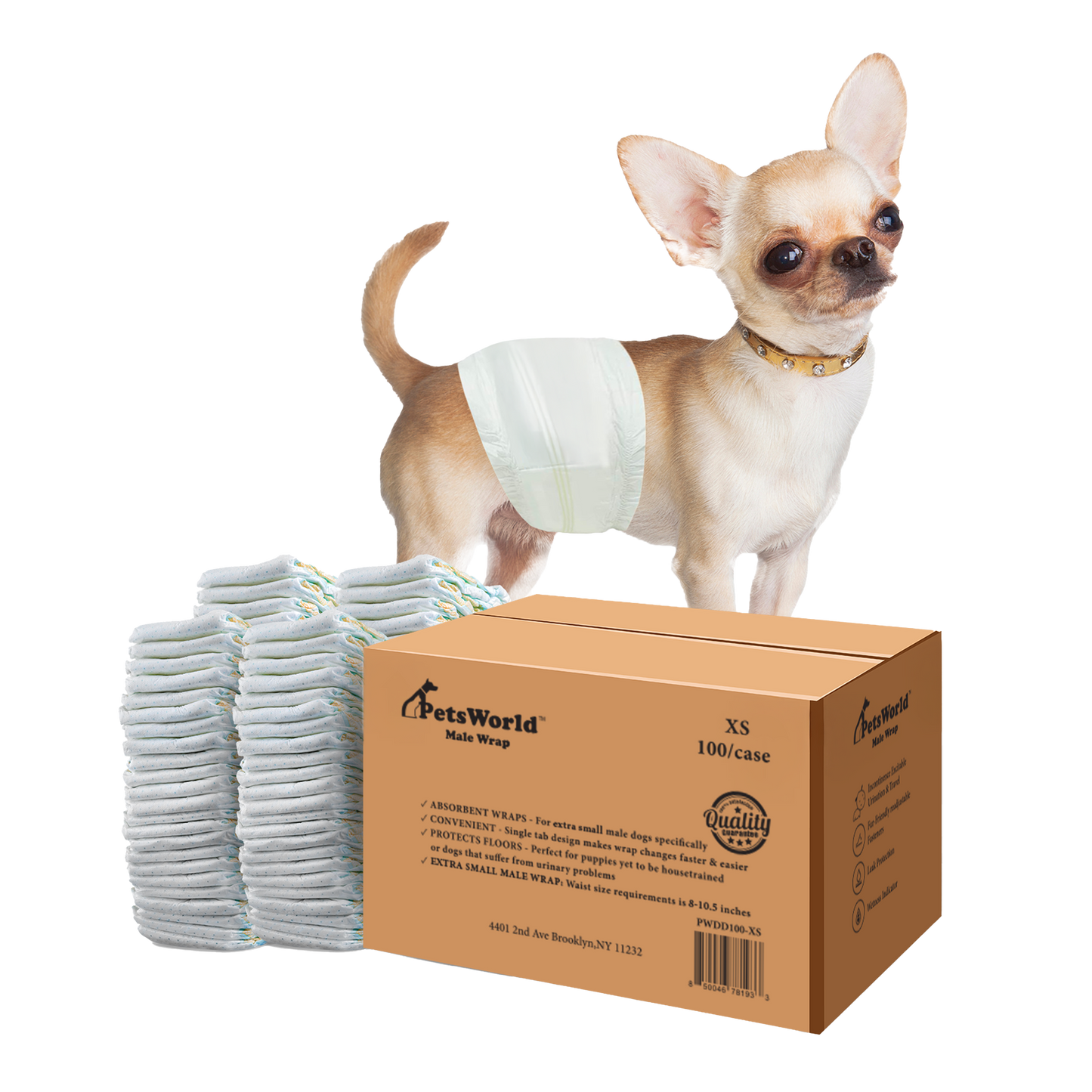 PetsWorld Disposable Dog Wraps for Male Dogs, Adjustable, Super Absorbent Diapers_
