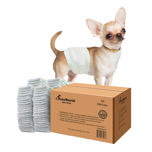 PetsWorld Disposable Dog Wraps for Male Dogs, Adjustable, Super Absorbent Diapers_