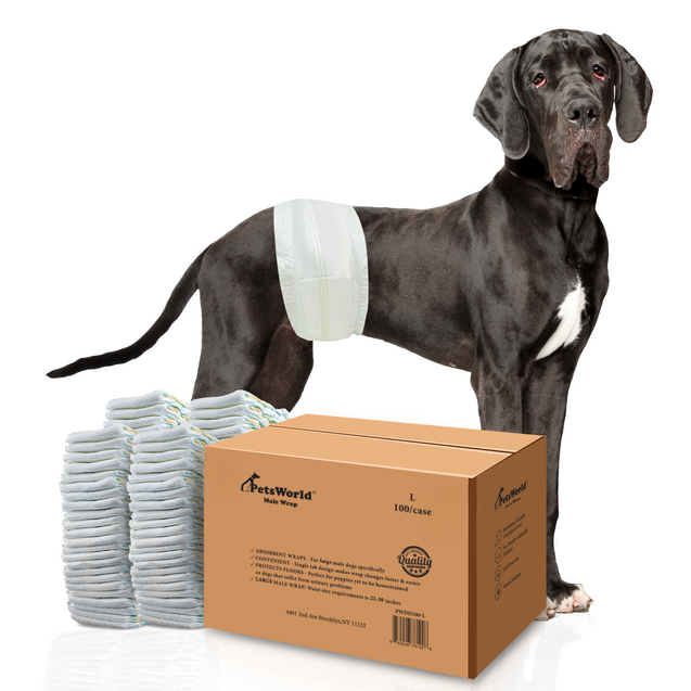 PetsWorld Disposable Dog Wraps for Male Dogs, Adjustable, Super Absorbent Diapers_large
